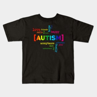 Autism Acceptance Colorful Words Kids T-Shirt